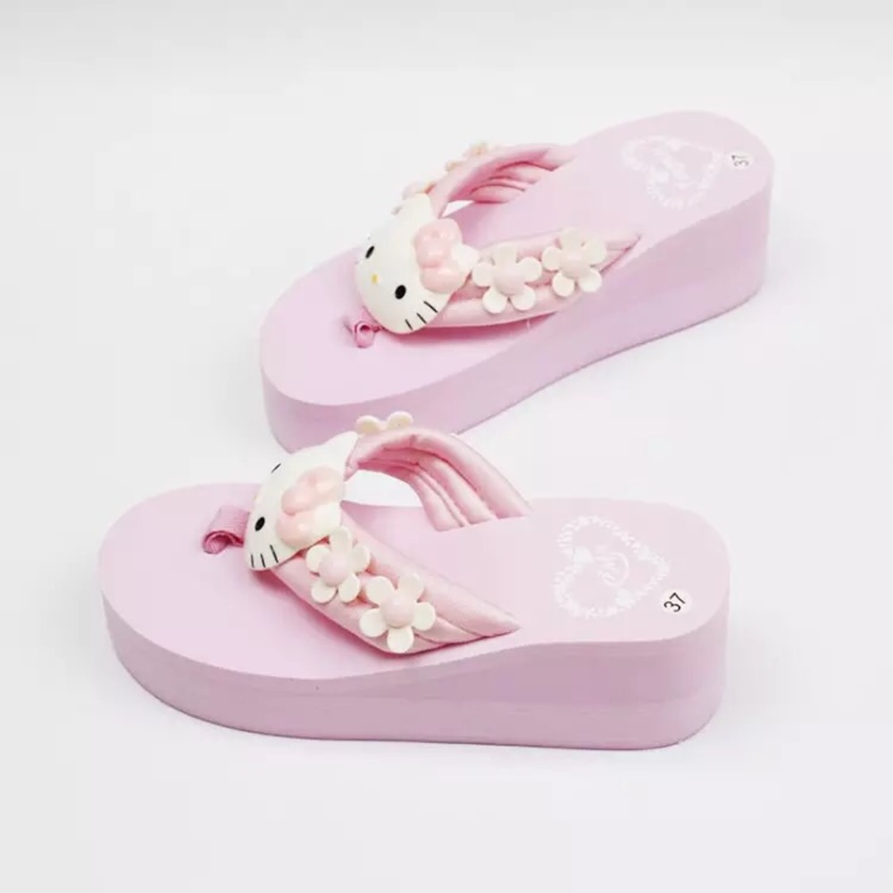 Pink Hello Kitty Flip Flop Wedges
